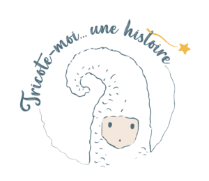 Logo Tricote-moi une histoire avec le lutin, le texte et l'étoile filante