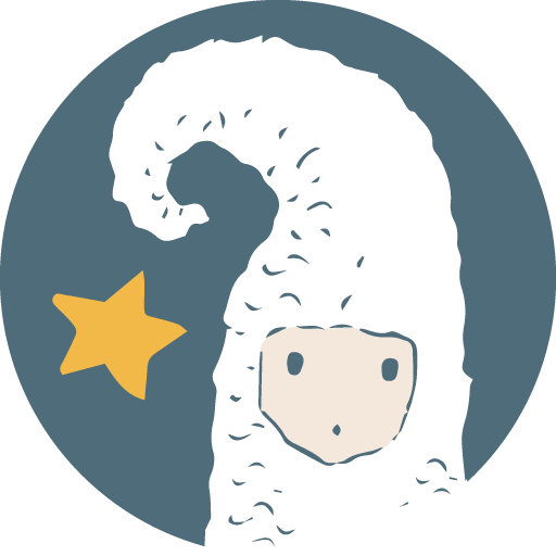 Logo Tricote-moi une histoire avec le lutin, le texte et l'étoile filante